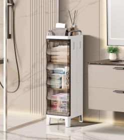 7.87 x 9.96x 28.94inch Narrow Gap Folding Storage Cabinet Plastic Magnetic Door Storage Organizer Cabinet for Bathroom Toilet Living Room Bedroom